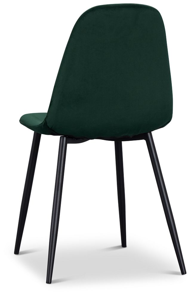 Havana Dark Green Velvet Upholstered Side Chair W/ Black Legs