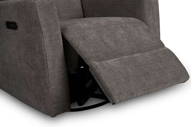 Rae Gray Fabric Power Swivel Glider Recliner