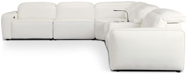 Tidal White Lthr/vinyl Medium Triple Power 2-arm Sectional