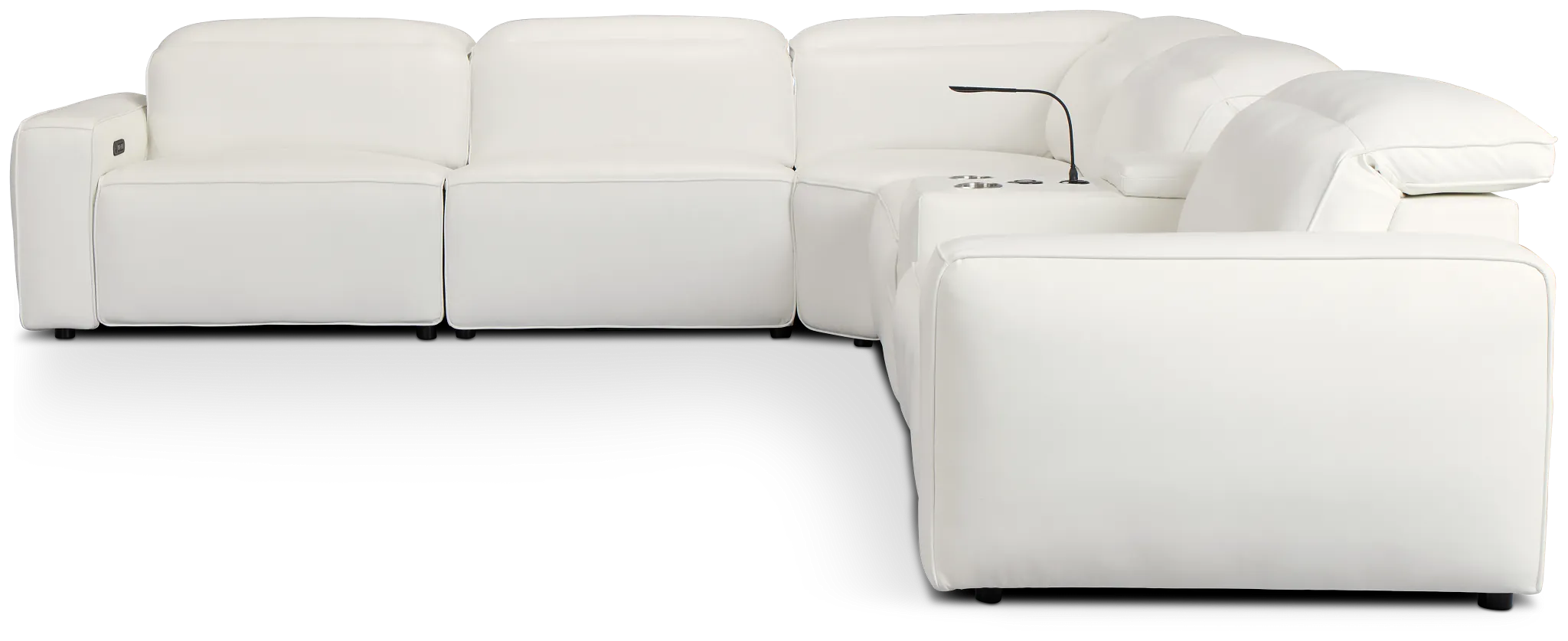 Tidal White Lthr/vinyl Medium Triple Power 2-arm Sectional