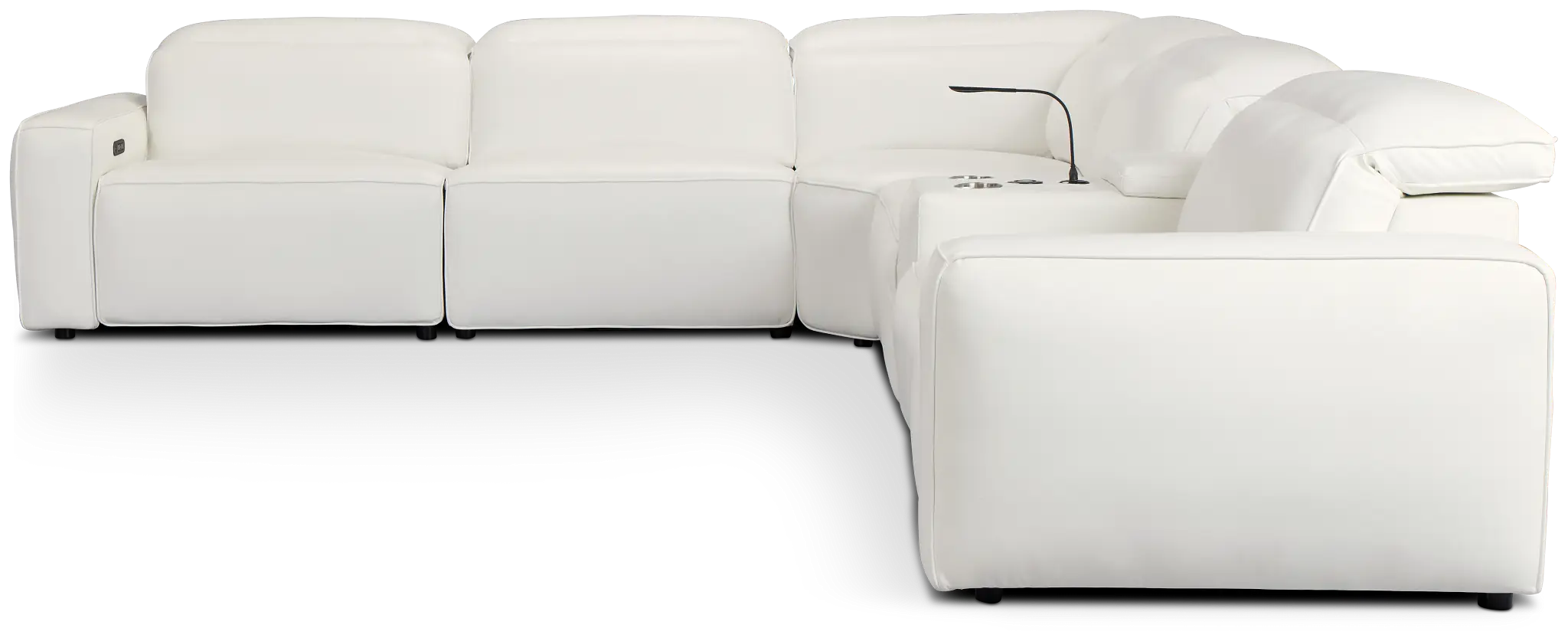 Tidal White Lthr/vinyl Medium Triple Power 2-arm Sectional Tidal White Lthr/vinyl Medium Triple Power 2-arm Sectional