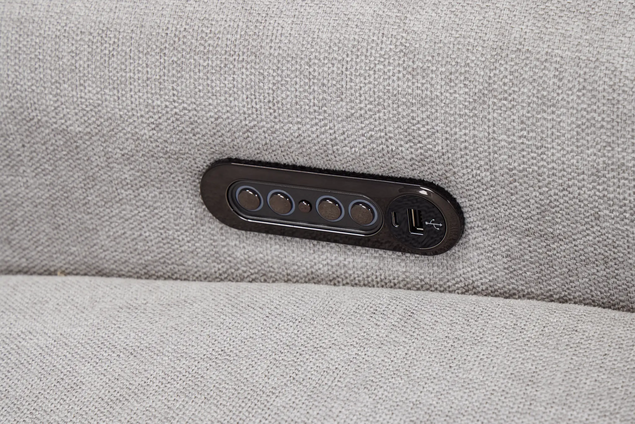 Callum Light Gray Fabric Small Two-arm Power Reclining Sectional Callum Light Gray Fabric Small Two-arm Power Reclining Sectional
