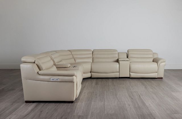 Sentinel Taupe Lthr/vinyl Large Triple Power Reclining Two-arm Sectional (0)