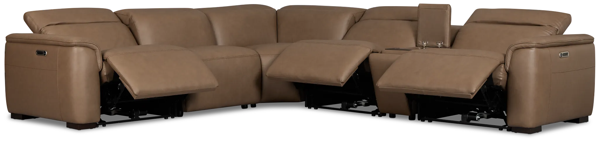 Flexsteel Brodie Dark Brown Lthr/vinyl Medium Triple Power 2-arm Sectional