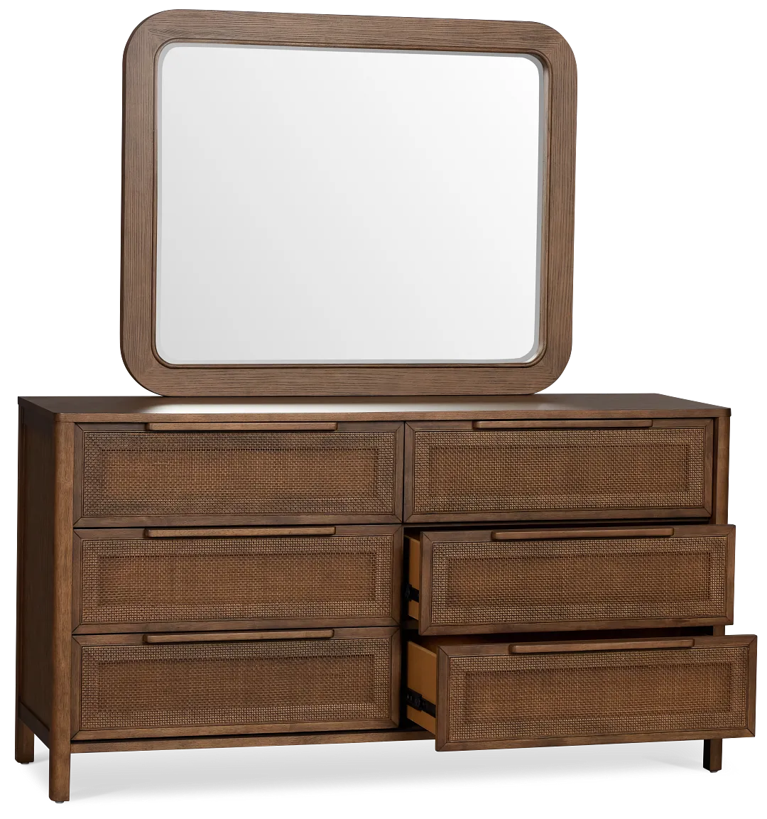Pacific Mid Tone 6-drawer Dresser & Mirror