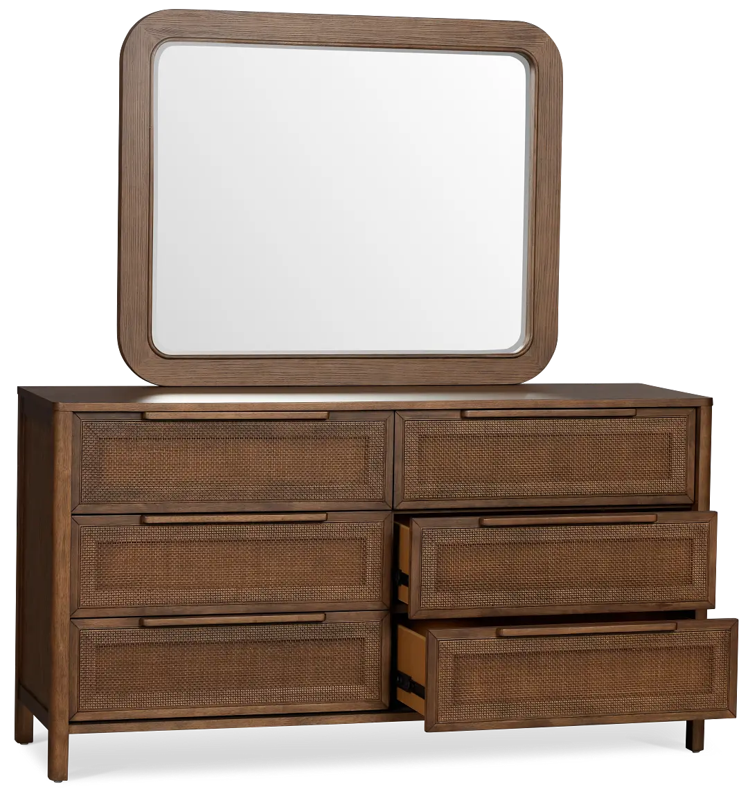 Pacific Mid Tone 6-drawer Dresser & Mirror Pacific Mid Tone 6-drawer Dresser & Mirror