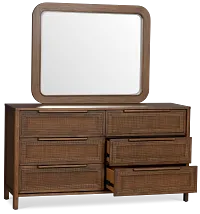 Pacific Mid Tone 6-drawer Dresser & Mirror