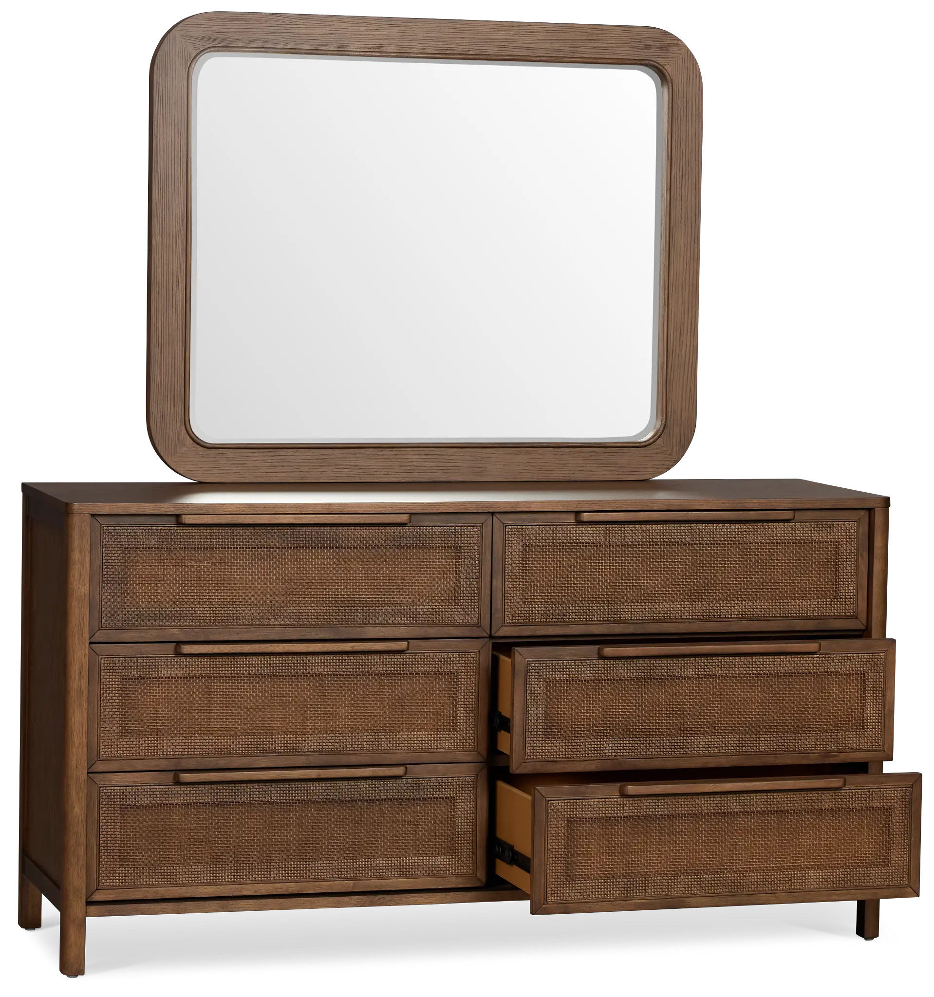 Pacific Mid Tone 6-drawer Dresser & Mirror Pacific Mid Tone 6-drawer Dresser & Mirror