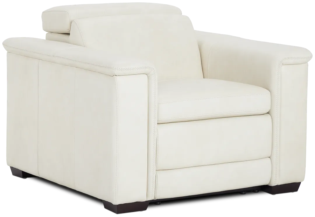 Ainsley White Leather Power Recliner
