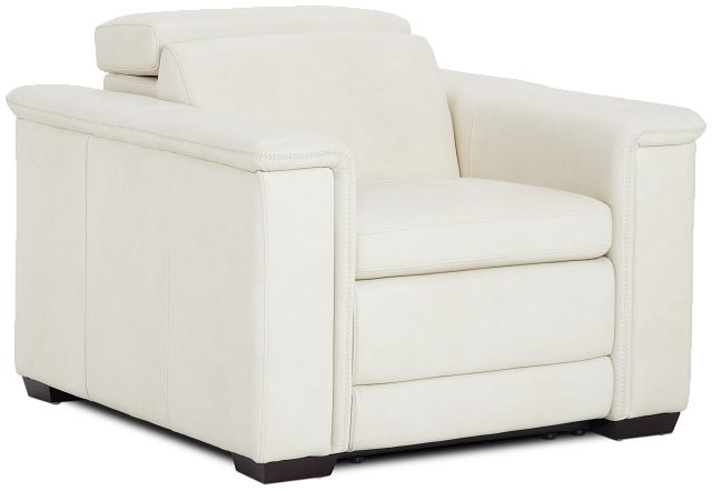 Ainsley White Leather Power Recliner