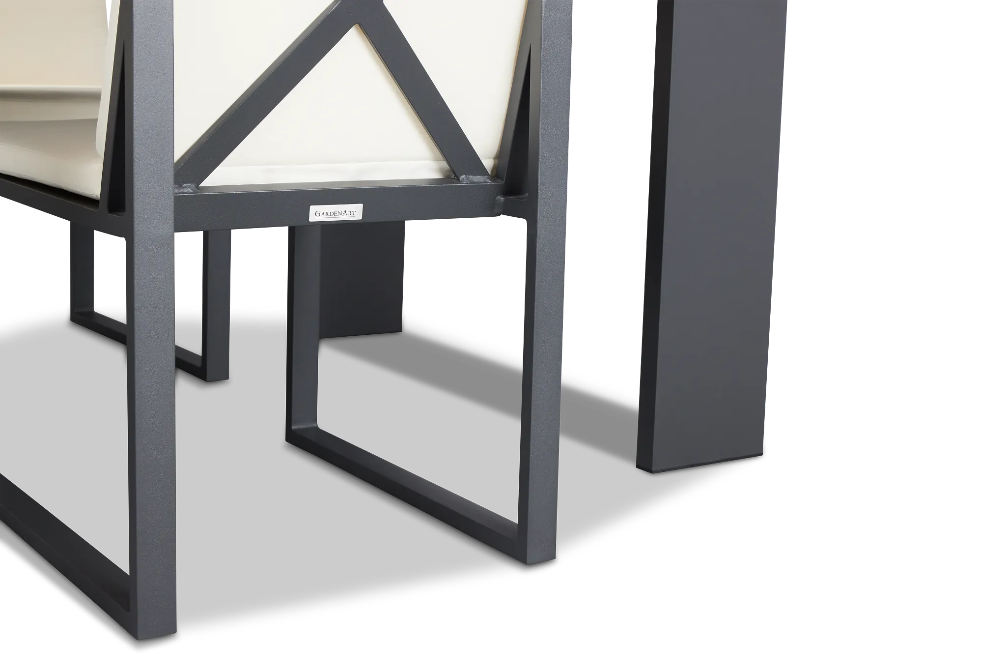 Linear Dark Gray White 87" Aluminum Table & 4 Cushioned Side Chairs