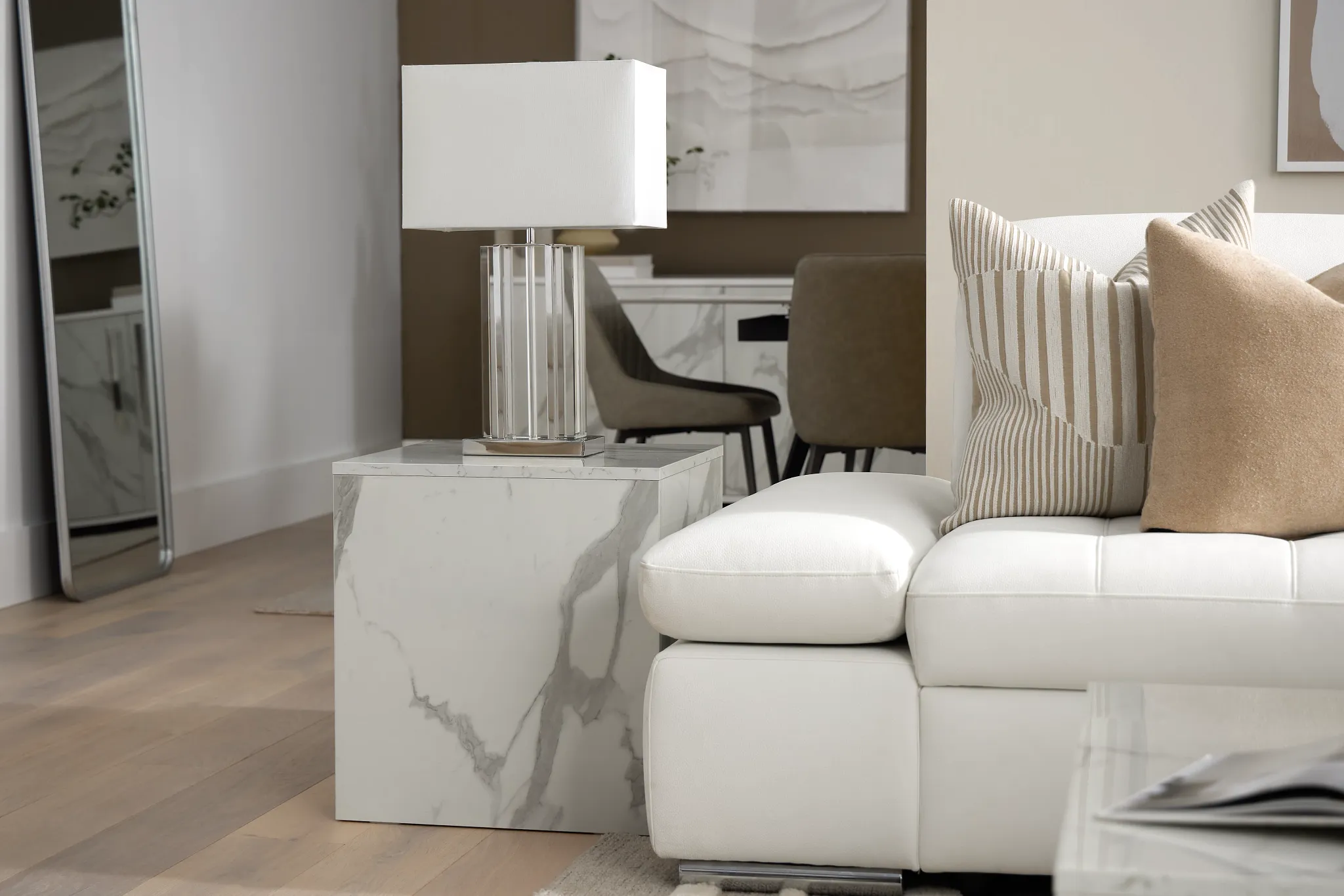 Modena White Square End Table