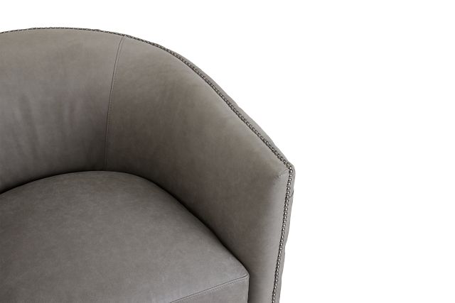 Palazzo Gray Leather Swivel Accent Chair