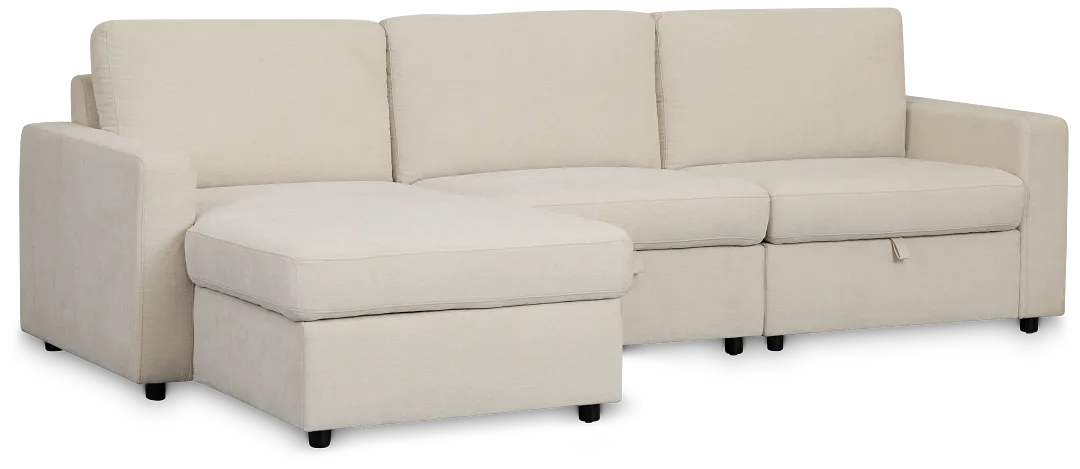 Addie Beige Fabric Left Chaise Storage Sectional