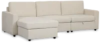 Addie Beige Fabric Left Chaise Storage Sectional