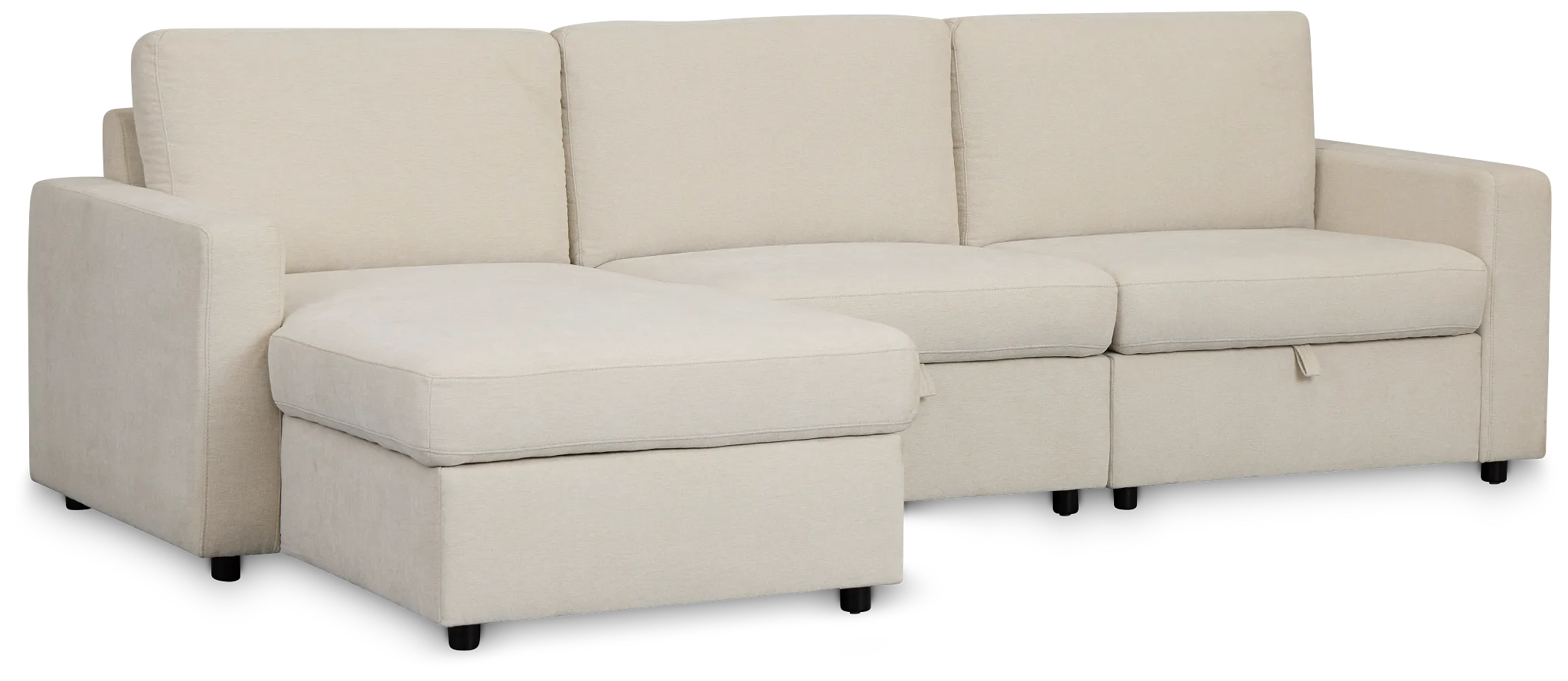 Addie Beige Fabric Left Chaise Storage Sectional