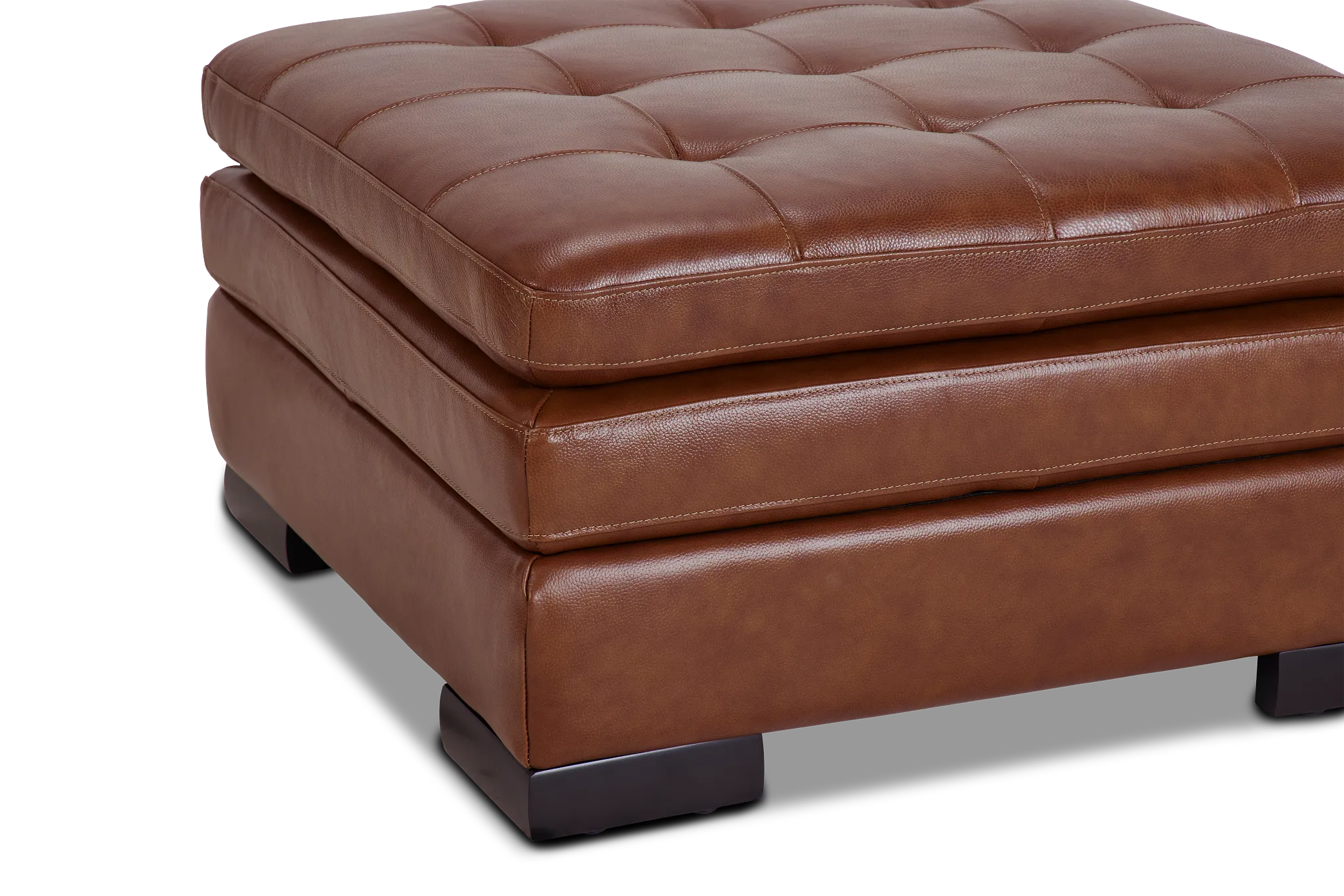 Braden Medium Brown Leather Storage Ottoman