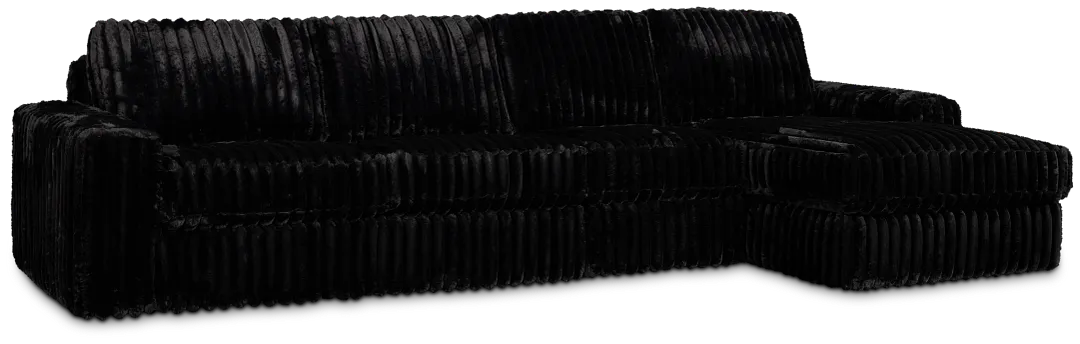 Teddy Black Fabric Small Right Chaise Sectional