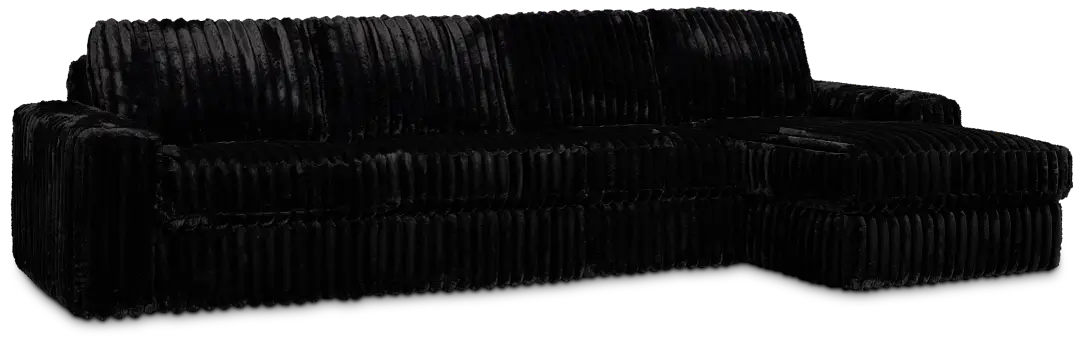 Teddy Black Fabric Small Right Chaise Sectional Teddy Black Fabric Small Right Chaise Sectional