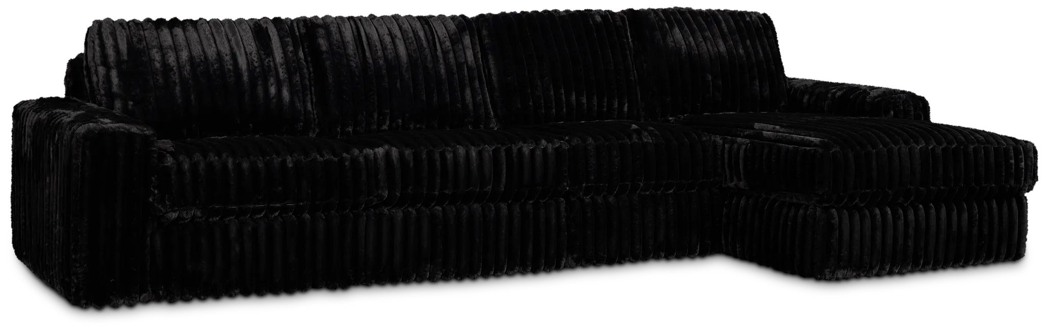 Teddy Black Fabric Small Right Chaise Sectional