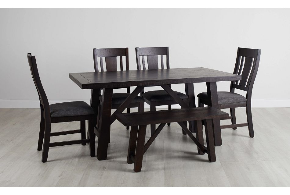 Cash Gray Rect Table 4 Chairs Bench Dining Room Dining Sets City Furniture