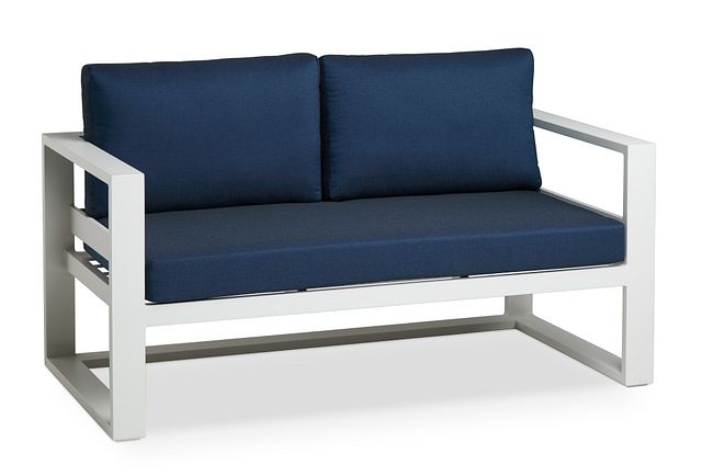 Lisbon Navy Aluminum Loveseat