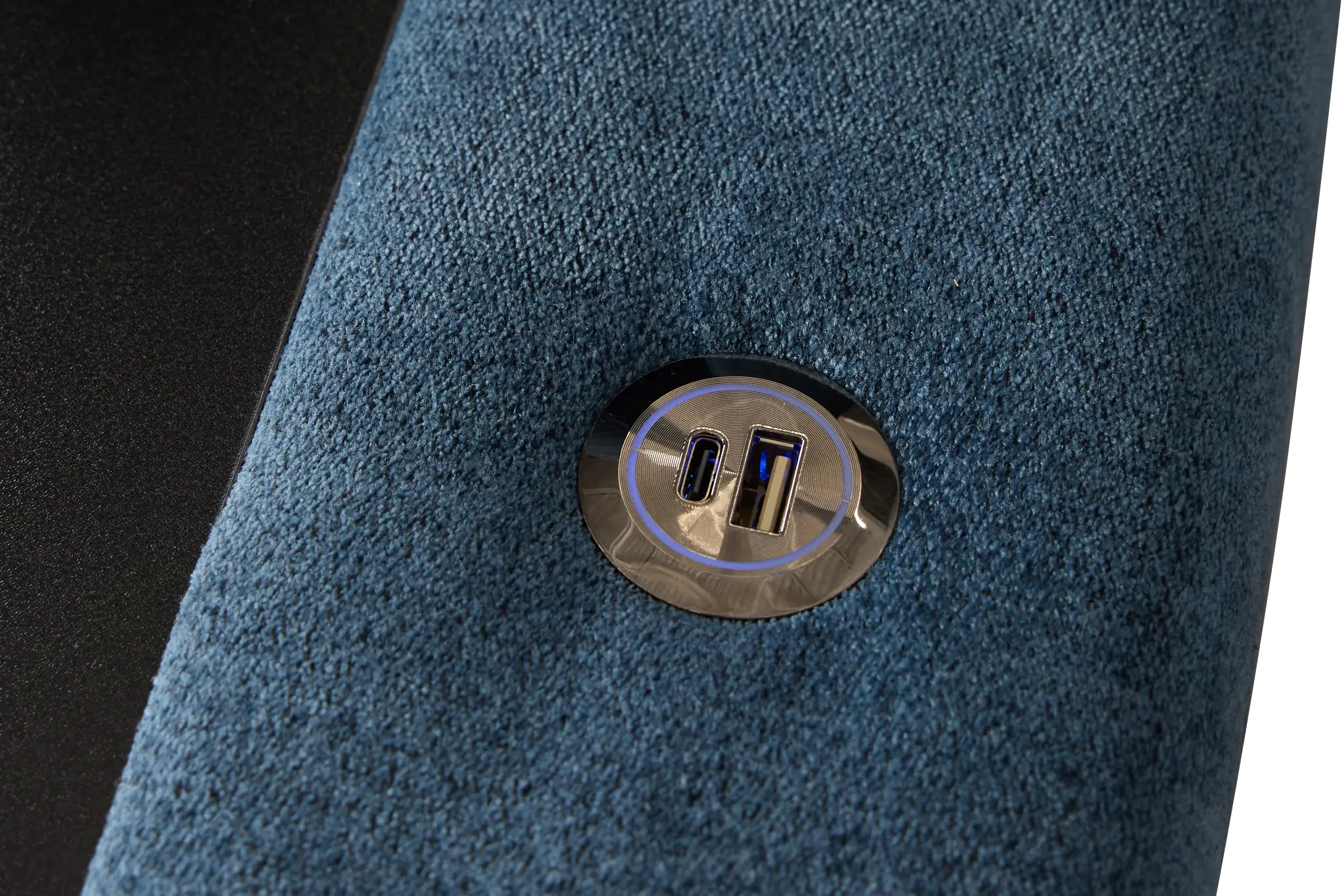 Addie Blue Fabric Medium Right Chaise Sleeper Sectional With Console Addie Blue Fabric Medium Right Chaise Sleeper Sectional With Console