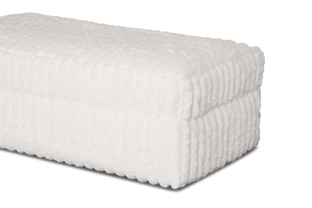 Teddy White Fabric Ottoman