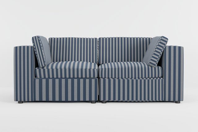 Destin Sea Lane Navy Fabric 2 Piece Modular Sofa