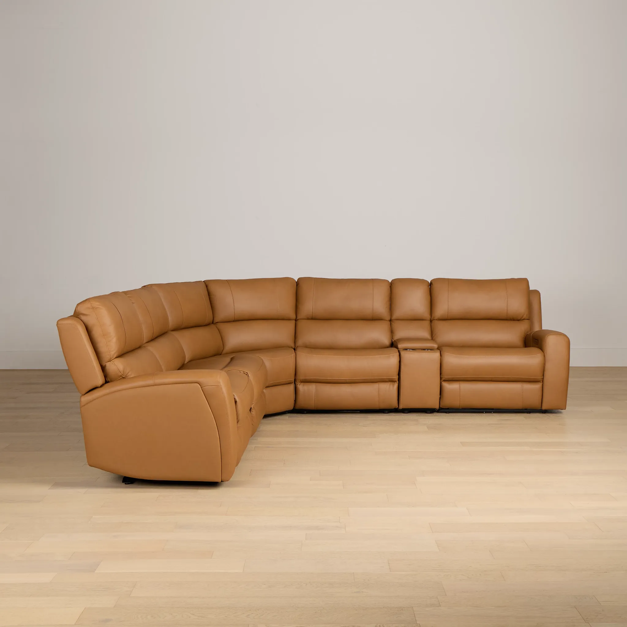 Summit Light Brown Lthr/vinyl Medium Dual Power 2-arm Reclining Sectional