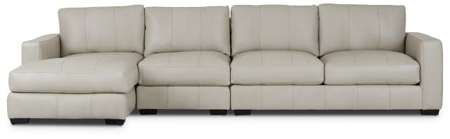 Dawkins Taupe Leather Small Left Chaise Sectional