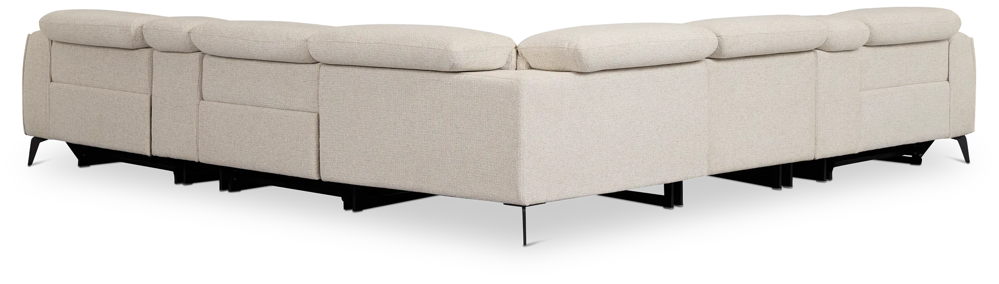 Reyna Light Beige Fabric Large Triple Power Reclining Two-arm Sectional