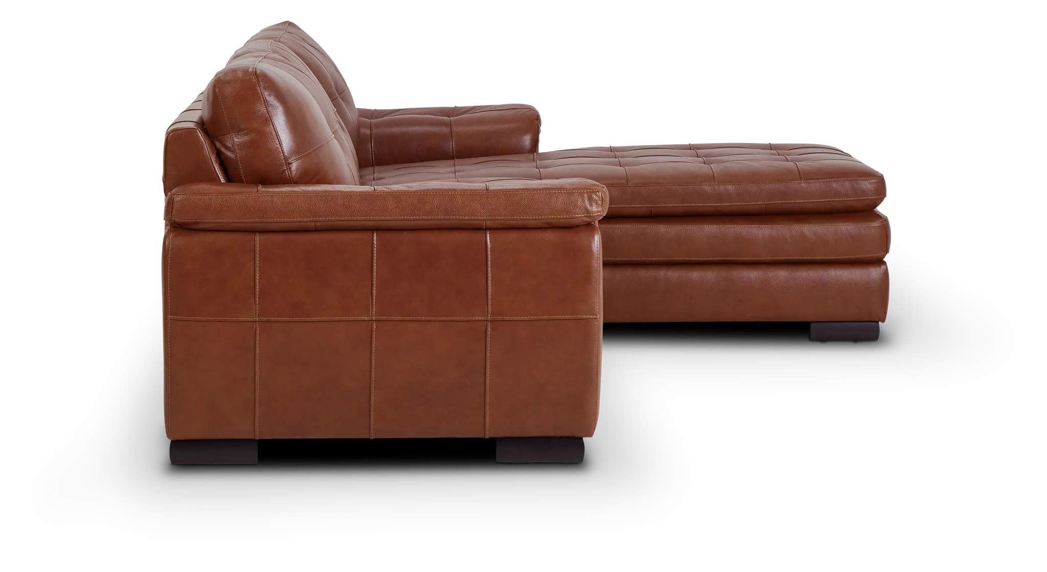 Braden Medium Brown Leather Small Right Chaise Sectional