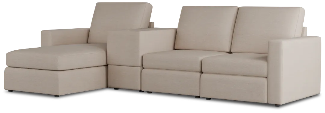 Citymod Beige Fabric Small Left Chaise Sectional With Storage Console