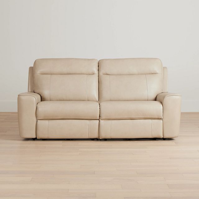 Benji Light Beige Lthr/vinyl Power Reclining Sofa