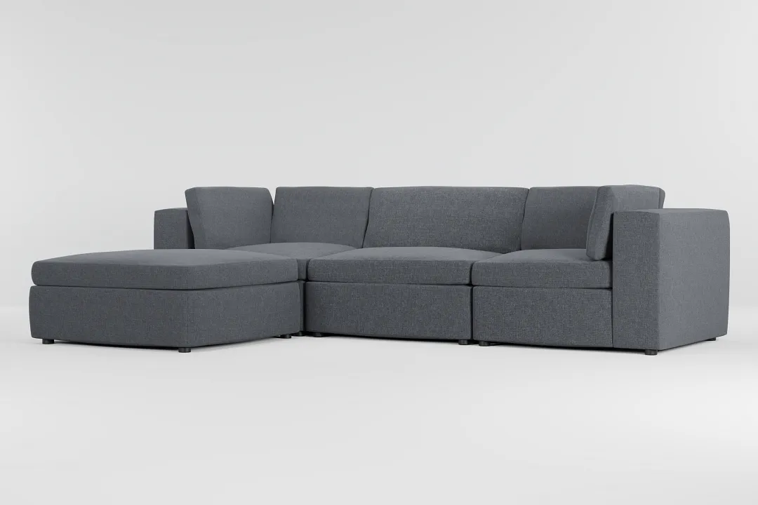 Destin Elevation Gray Fabric 4-piece Bumper Sectional