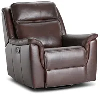 Aiden Brown Leather Swivel Glider Recliner