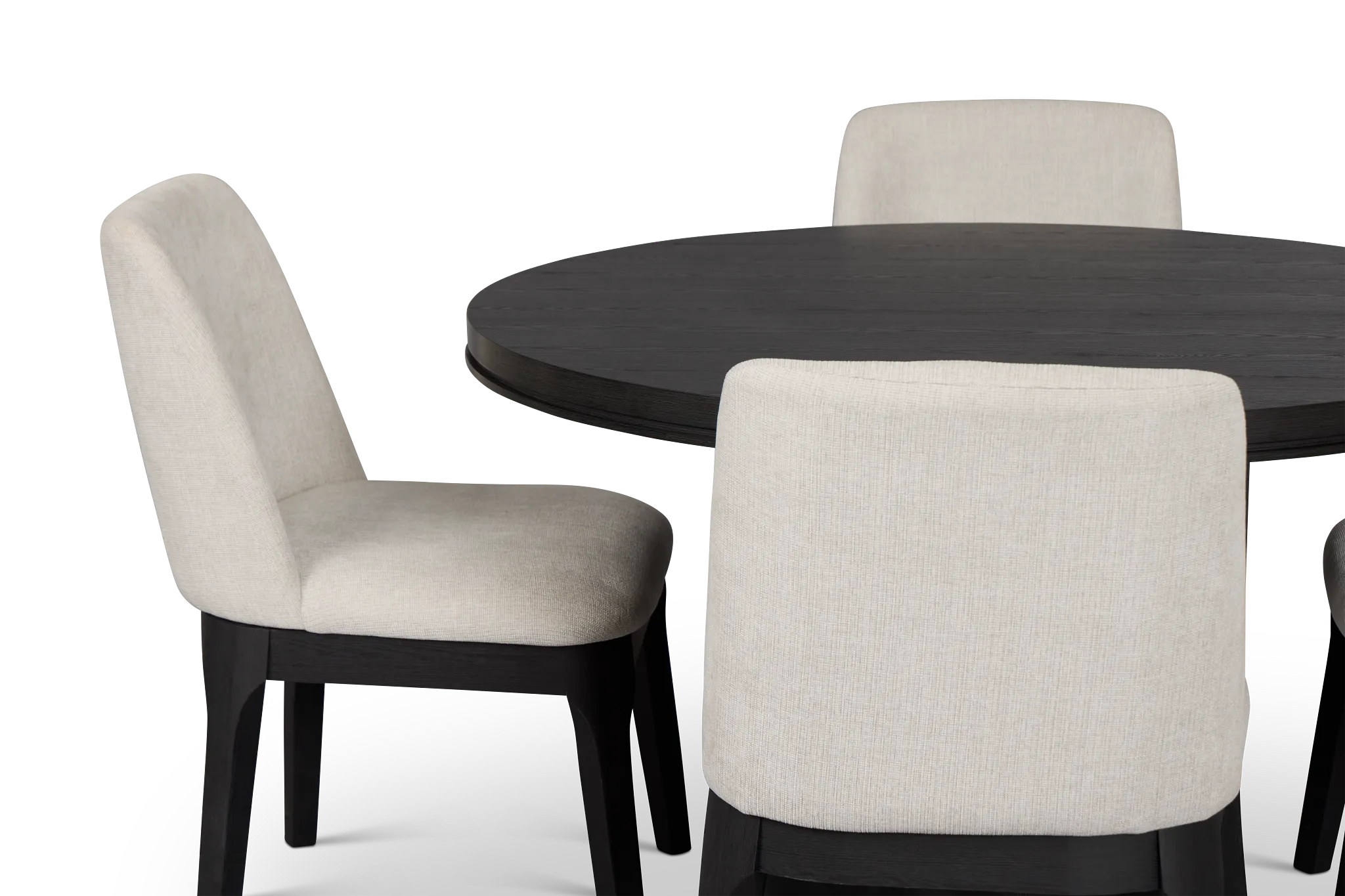 Emory Black Round Table & 4 Upholstered Chairs