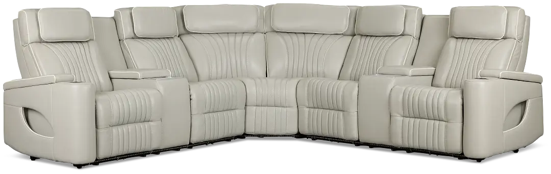 Nova Light Gray Lthr/vinyl Medium 2-arm Triple Power Massage Sectional Nova Light Gray Lthr/vinyl Medium 2-arm Triple Power Massage Sectional