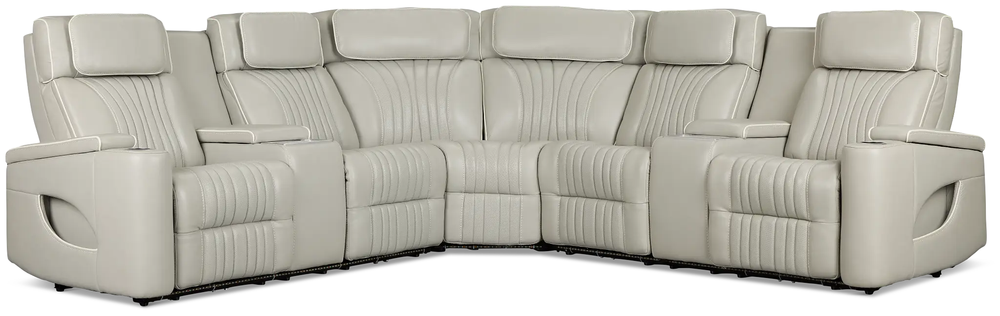 Nova Light Gray Lthr/vinyl Medium 2-arm Triple Power Massage Sectional Nova Light Gray Lthr/vinyl Medium 2-arm Triple Power Massage Sectional