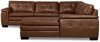 Braden Medium Brown Leather Medium Right Chaise Sectional