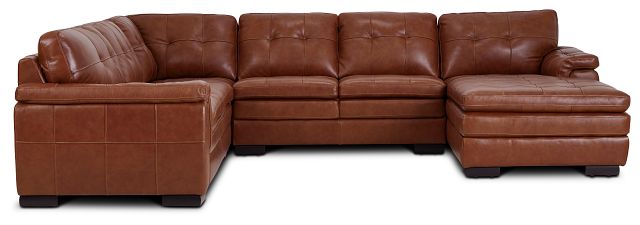 Braden Medium Brown Leather Medium Right Chaise Sectional (2)