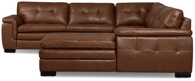 Braden Medium Brown Leather Medium Right Chaise Sectional