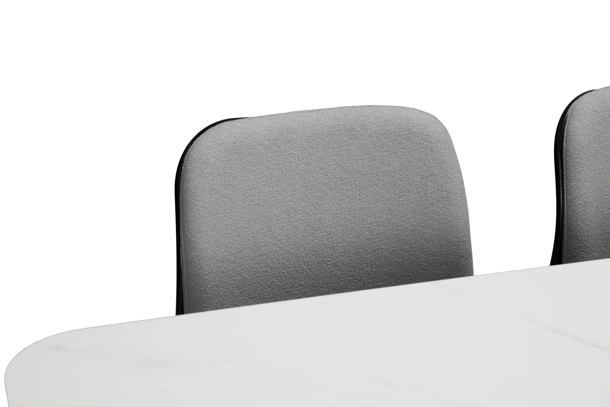 Palos White Rect Table & 4 Gray Upholstered Chairs