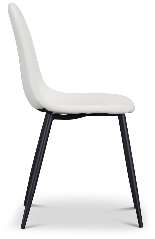 Havana White Micro Upholstered Side Chair W/ Black Legs