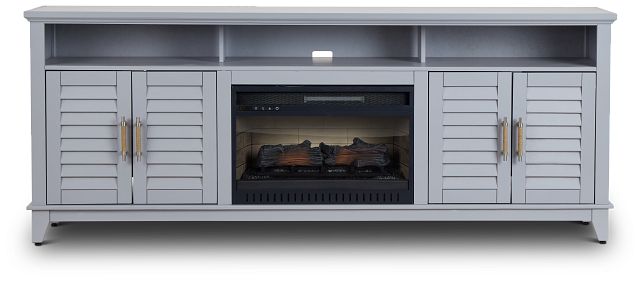 Cape May Light Gray 84" Tv Stand With Fireplace Insert