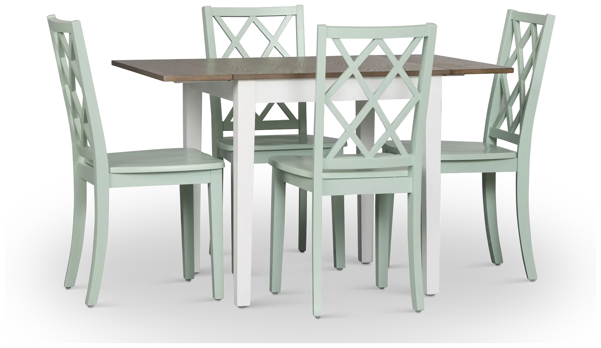 Edgartown Two-tone Rect Table & 4 Light Blue Wood Chairs Edgartown Two-tone Rect Table & 4 Light Blue Wood Chairs