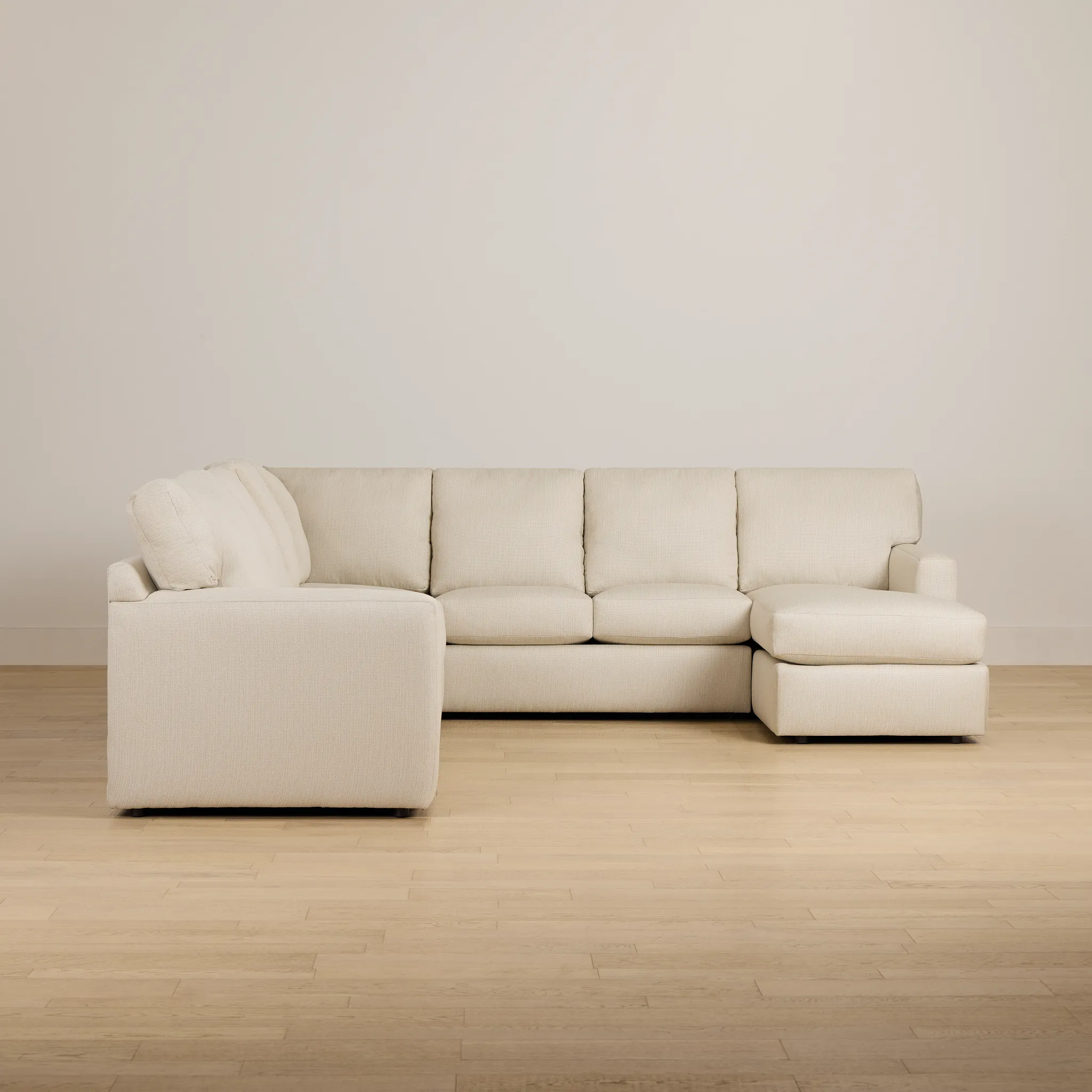 Rhodes Beige Fabric Large Right Chaise Sectional