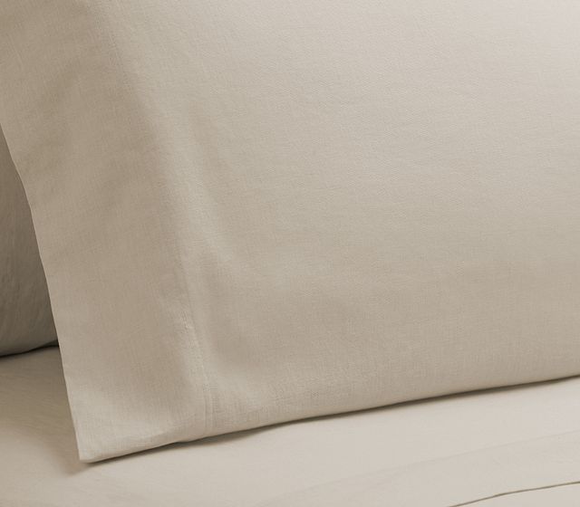 Linen Blend Ivory Set Of 2 Pillowcases