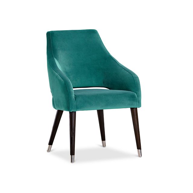 Naveen Teal Velvet Upholstered Arm Chair (1)